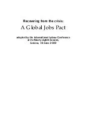 Recovering from the crisis:A Global Jobs Pactadopted by the Internatio