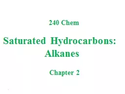 Saturated Hydrocarbons: