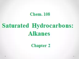 Saturated Hydrocarbons: