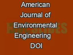 American Journal of Environmental Engineering     DOI 