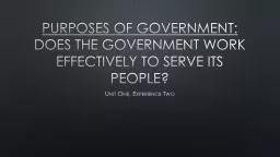 Purposes of Government: