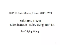 CS4445 Data Mining B term 2014.  WPI