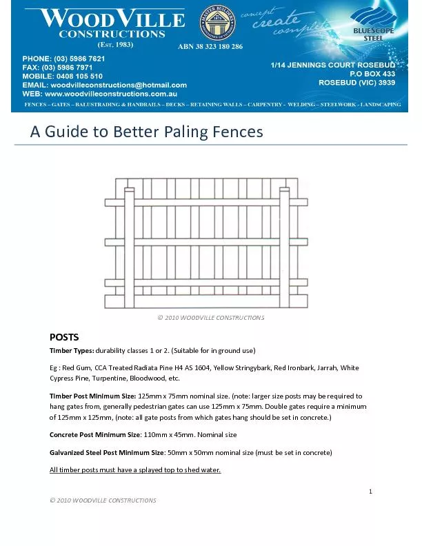 A GUIDE TO BETTER PALING FENCING CONTINUED…