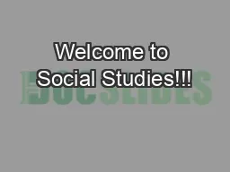 Welcome to Social Studies!!!