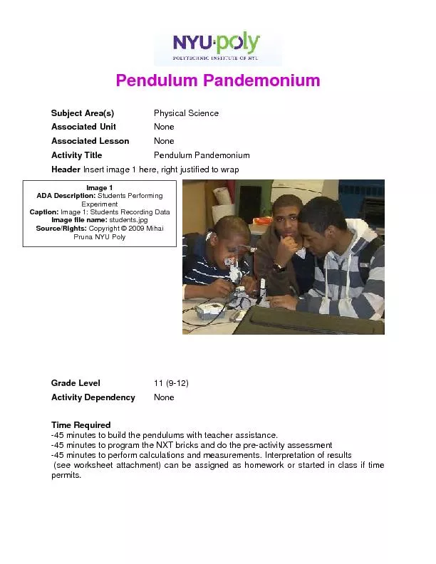Pendulum Pandemonium