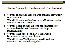 Group Norms for Professional Development