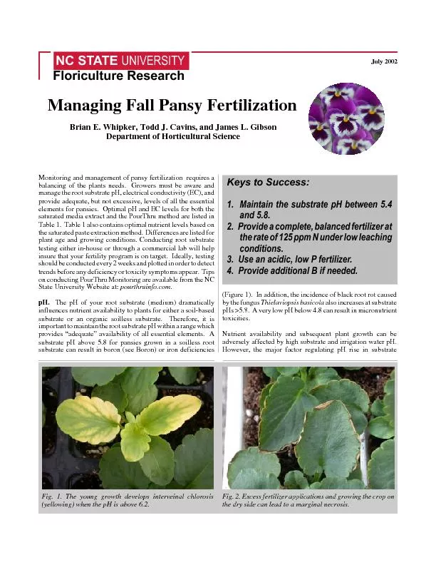 Managing Fall Pansy FertilizationDepartment of Horticultural Science
.