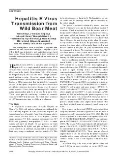 Hepatitis E Virus Transmission from Wild Boar Meat TianCheng Li Katsumi Chijiwa Nobuyuki