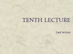 Tenth lecture