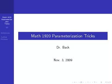 Math1920Parameteriza-tionTricks