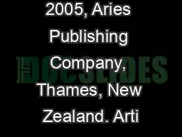 , issue 2 of 2005, Aries Publishing Company, Thames, New Zealand. Arti