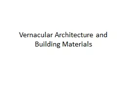 Vernacular Architecture and Building Materials