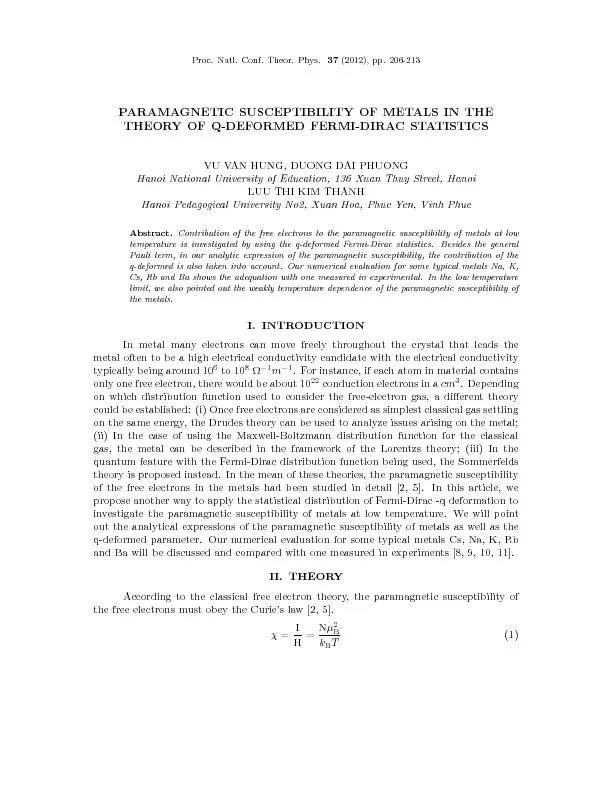 Proc.Natl.Conf.Theor.Phys.37(2012),pp.206-213PARAMAGNETICSUSCEPTIBILIT