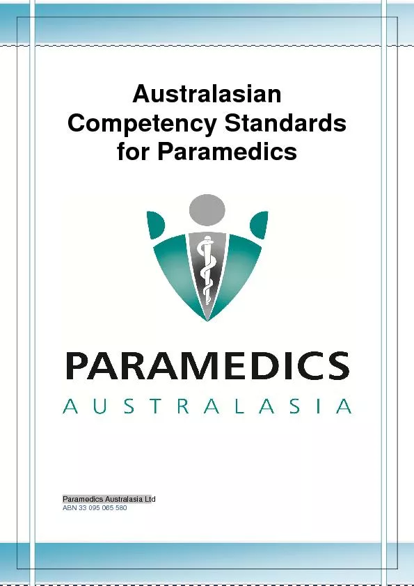 Competency Standards for Paramedics