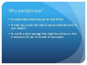 Why paraphrase?