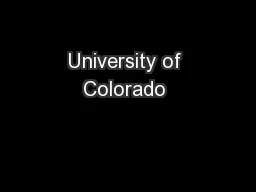 University of Colorado 
