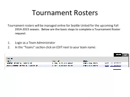 Tournament Rosters