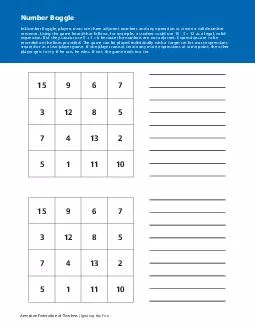 American Federation of Teachers  Number Boggle