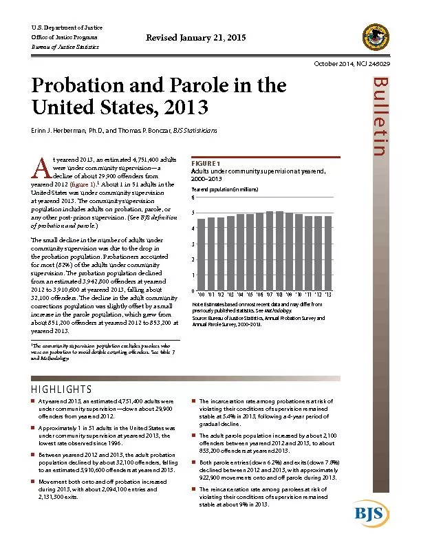 October 2014, NCJ 248029Probation and Parole in the United States, 201