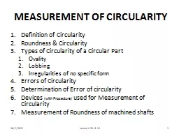 MEASUREMENT OF CIRCULARITY