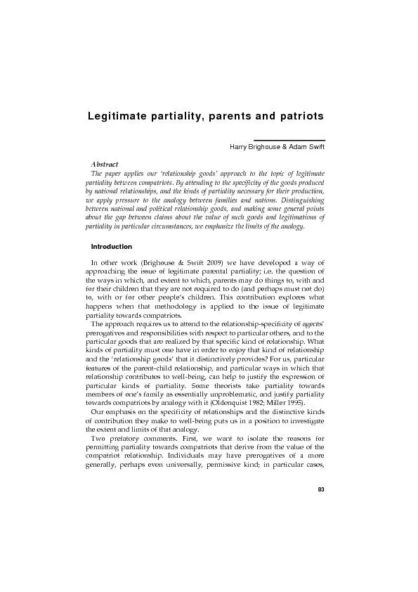 Legitimate partiality, parents and patriots