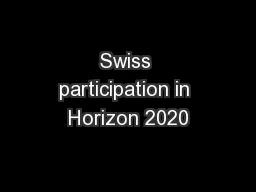 Swiss participation in Horizon 2020