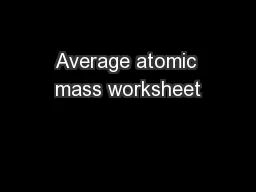 Average atomic mass worksheet