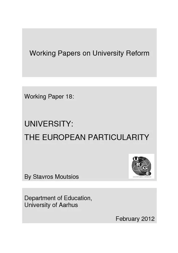Working Papers on University Reform no. 18Stavros Moutsios University: