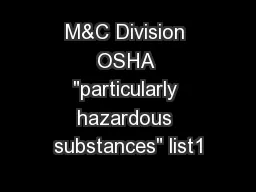 M&C Division OSHA 