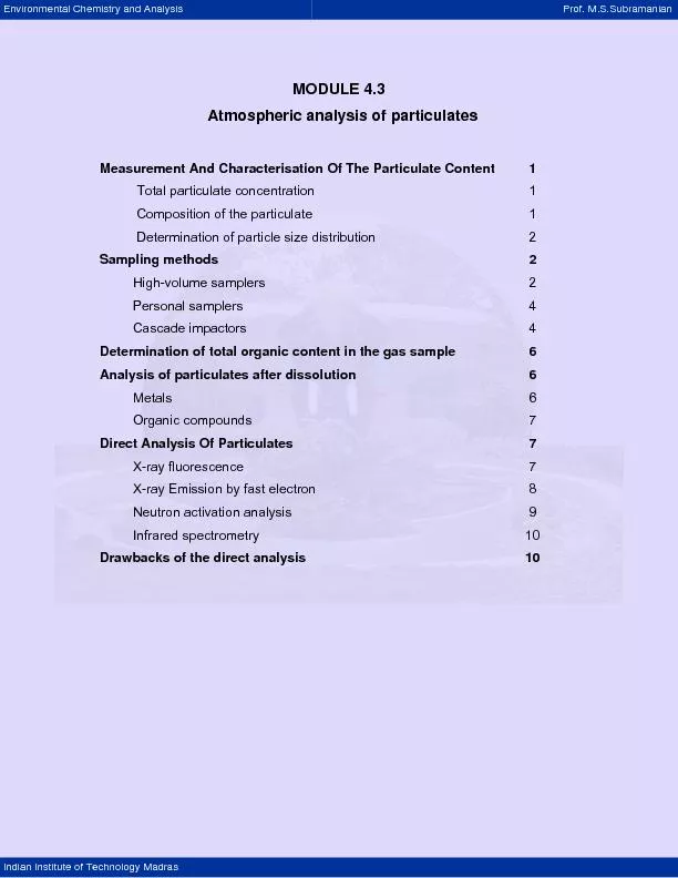 Atmospheric analysis of particulates