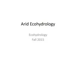 Arid Ecohydrology