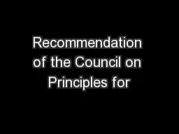 Recommendation of the Council on Principles for
