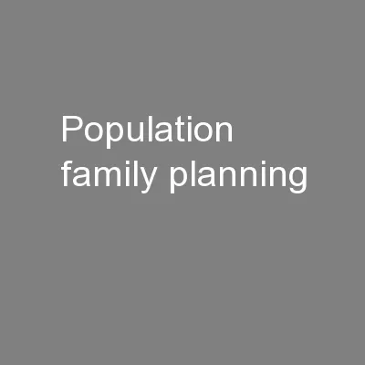 Population, Family Planning