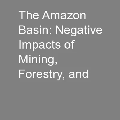 The Amazon Basin: Negative Impacts of Mining, Forestry, and