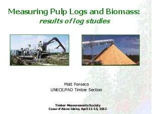 Timber Measurements Society RHXUGOHQHGDKRSULO   Measuring Pulp Logs and Biomass results