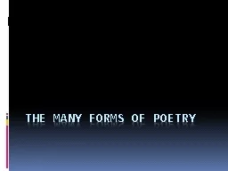 The many forms of poetry
