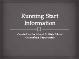 Running Start Information