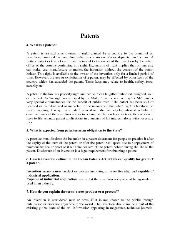 4. What is a patent?