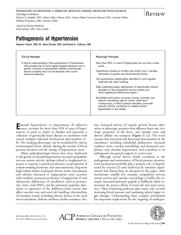 PathogenesisofHypertensionSuzanneOparil,MD;M.AminZaman,MD;andDavidA.Ca