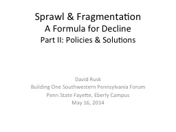 Sprawl & Fragmentation