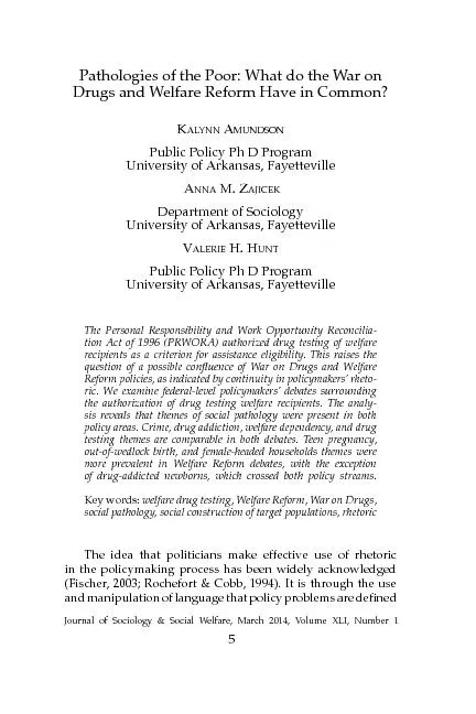 Pathologies of the Poor: What do the War on Drugs and Welfare Reform H