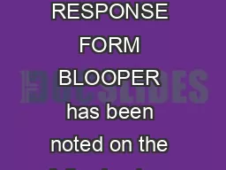 BOOBOO RESPONSE FORM BLOOPER has been noted on the following loan