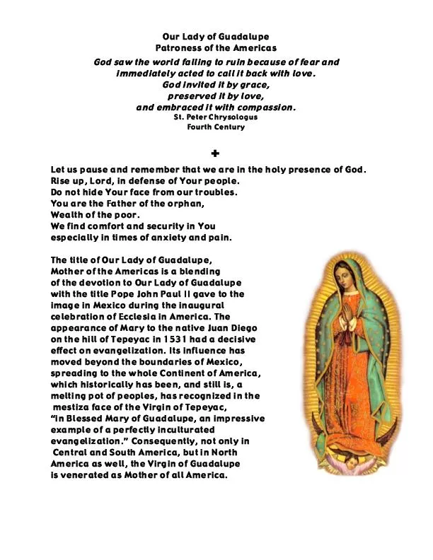 Mother of the Americas is a blending  of the devotion to Our Lady of G