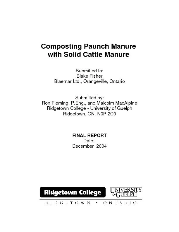 Composting Paunch Manure with Solid Cattle Manure Submitted to:Blake F
