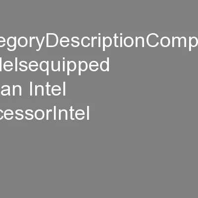 CategoryDescriptionComputer modelsequipped withan Intel processorIntel