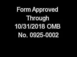 Form Approved Through 10/31/2018 OMB No. 0925-0002