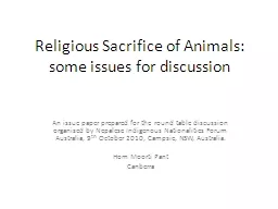 Religious Sacrifice of Animals: