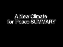 A New Climate for Peace SUMMARY