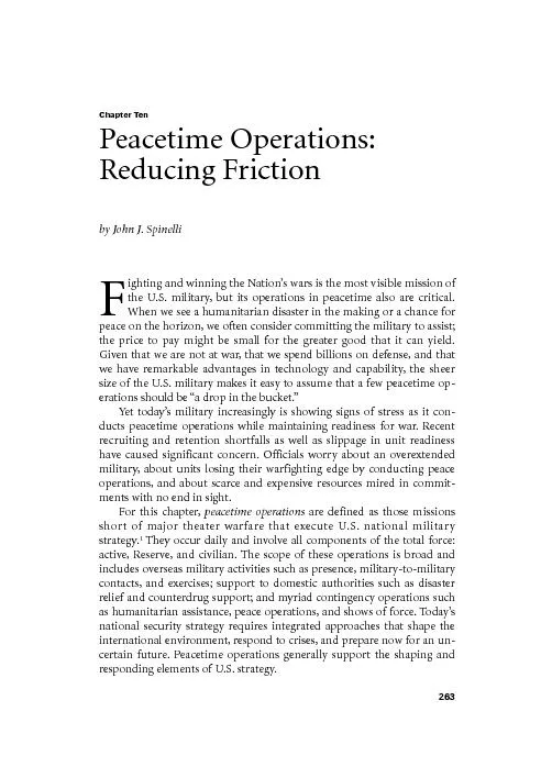 Peacetime Operations:Reducing Friction