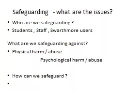 Safeguarding  - what are the issues?